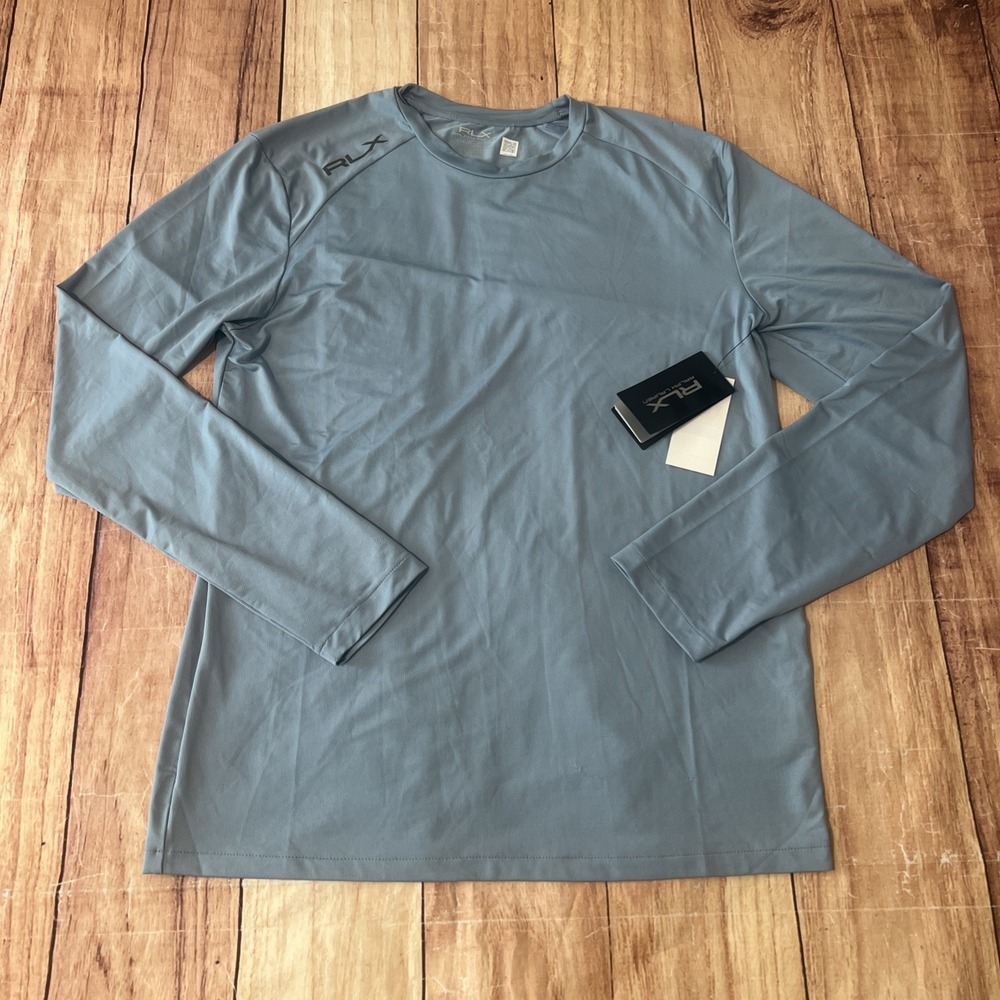 NWT Ralph Lauren RLX Performance Long Sleeve Mesh Shirt Blue Small Men